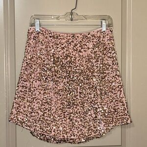Princess Polly Soft Pink Rose Gold Sequin Skirt